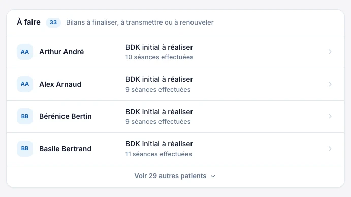 Retrouve tes prochaines actions — écran ordinateur de Kadu en mode clair