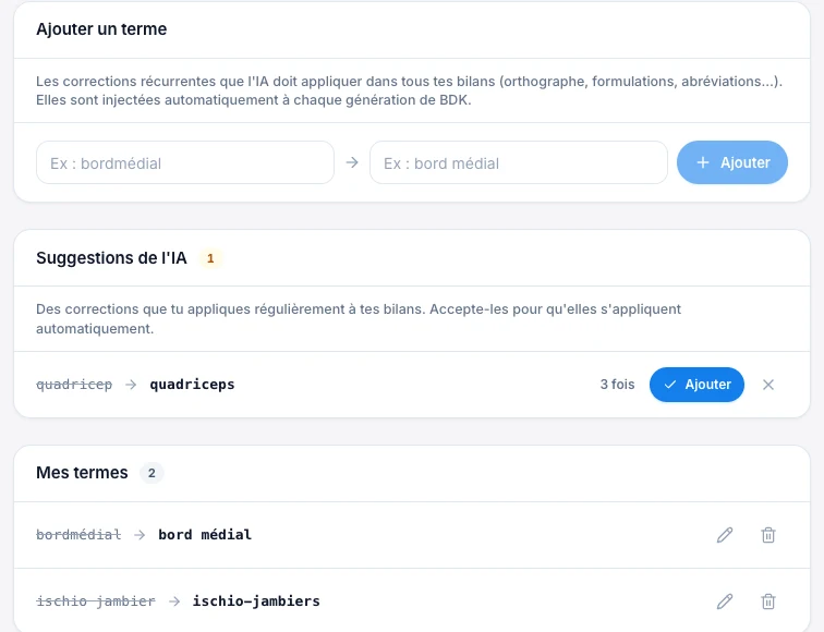 Transforme tes corrections en habitudes — écran ordinateur de Kadu en mode clair